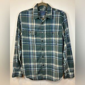 Lucky Brand Snap Button Shirt Men’s Small Blue Plaid Flannel